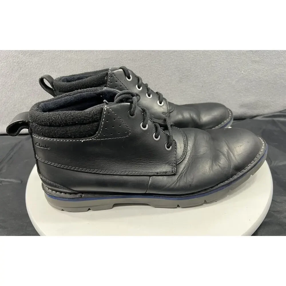 Clarks Varick Hill Chukka Ankle Boots Lace Up Black Blue Leather Men Size 11